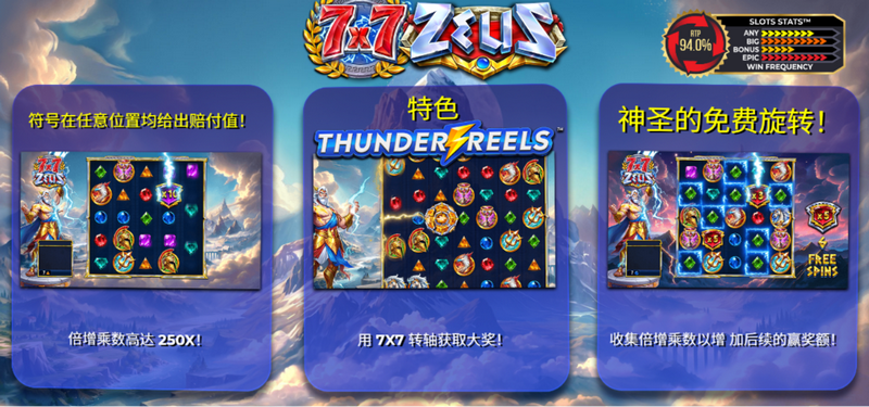 雷霆万钧,狂轰 7×7!《7×7 宙斯》神王降临,主宰你的终极天罚赢局! 9 7x7 宙斯